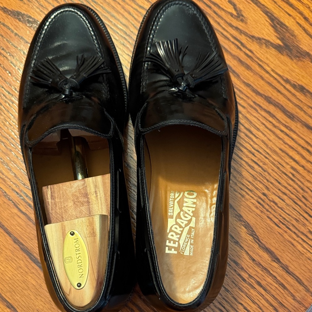 Salvatore Ferragamo Black Tassel Loafers